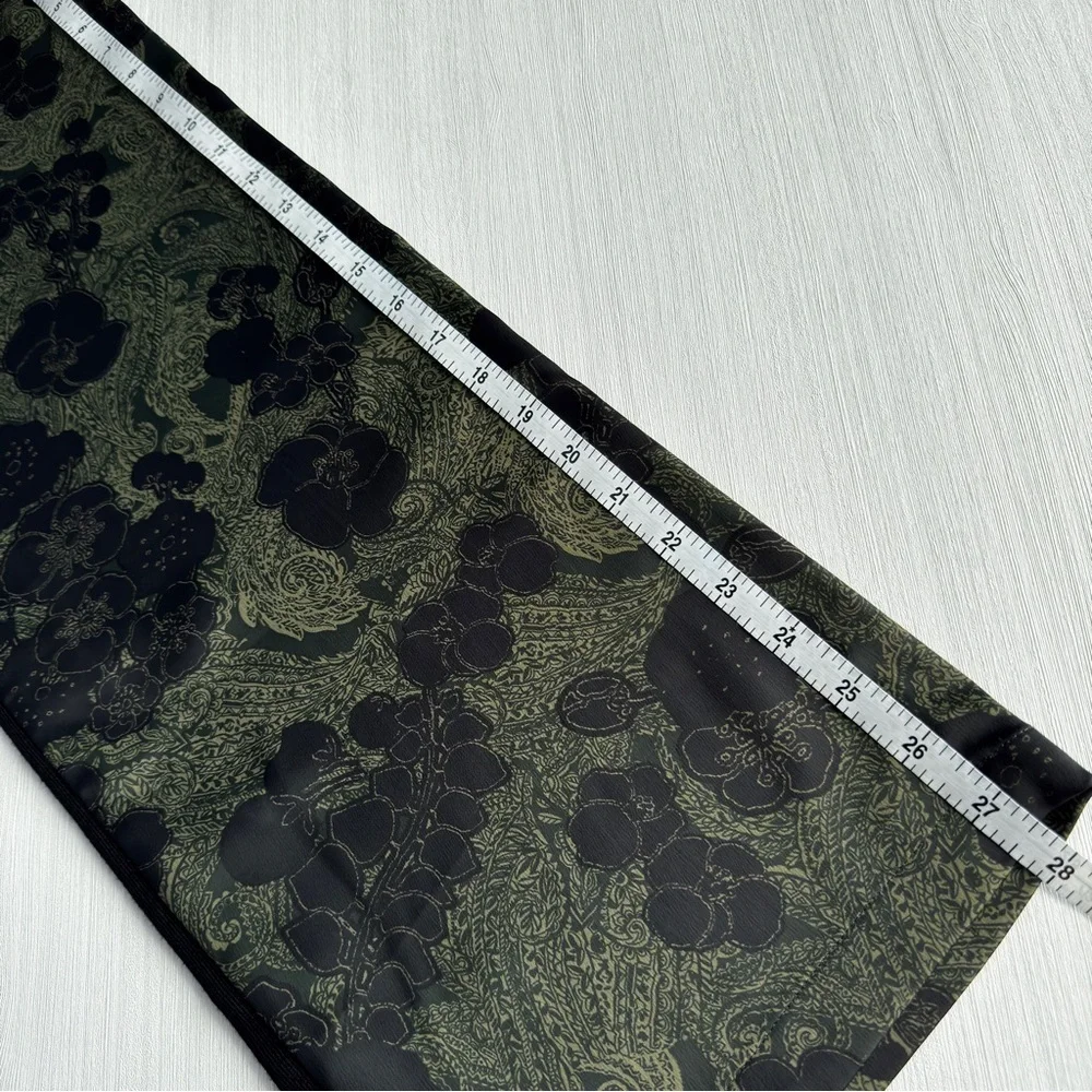 CHELSEA28 Floral Satin Wide Leg Pants Olive Black Side Stripe 0 Boho Chic Sporty